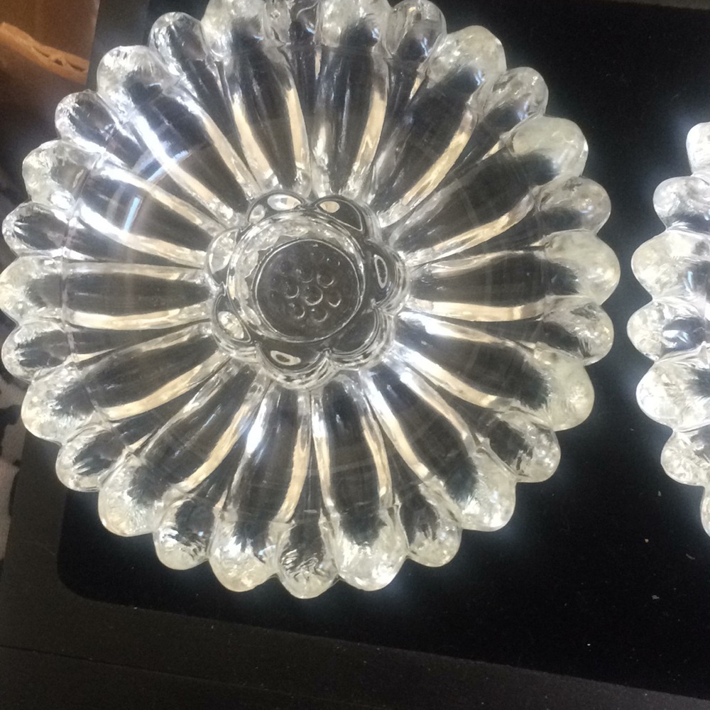 TWO piece glass candle holder set